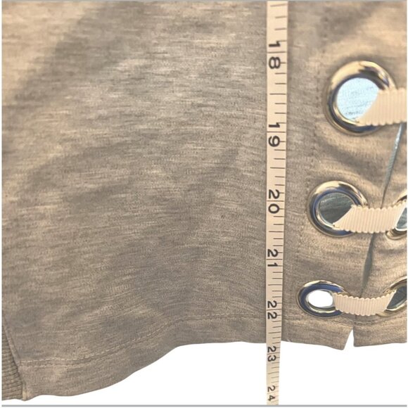 Ivanka Trump Sweater Womens Small Gray Open Front Cardigan Lace Up Grommet Knit - Picture 4 of 8